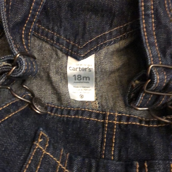 Carter’s dark denim overalls. Plaid cuff accent new - Picture 5 of 5